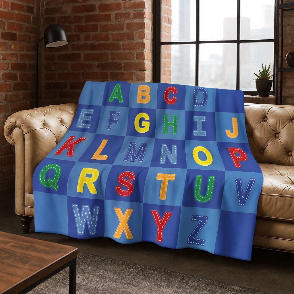 ABC Animal Alphabet Cartoon Early Educatio Children Flannel Blanket,Cozy Soft Throw Blanket for Home Bedroom Bed Sofa Cover
