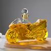 Motorcycle-Shaped Glass Liquor Bottle - 750ml Design with Rubber Stopper,  Display Stand for Whiskey/Rum Storage