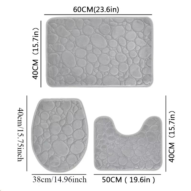 3 шт./компл. Однотонный Простой Коврик для ванной Водопоглощающий и Нескользящий Коврик для пола Каменный узор, Удобный и Мягкий, Набор из трех предметов