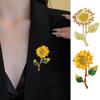 Женская брошь в форме подсолнуха с эмалью и каплями масла в стиле ретро со стразами, полированная сумка на воротник пальто