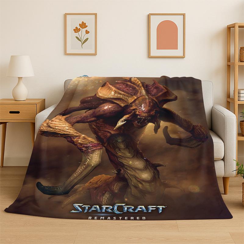 Ретро StarCraft Игра Игрок мультфильм Фланелевое одеяло Мягкое теплое плед для спальни гостиной кровати путешествий кемпинга пикника