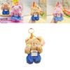 Adorable Cream Bear Plush Keychain With Denim Overalls Perfect Gift For Kids