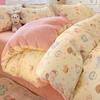 Winter Thickened All-Cotton & Milk Velvet Flannel Four-Piece Bedding Set with Duvet Cover and Bed Sheet