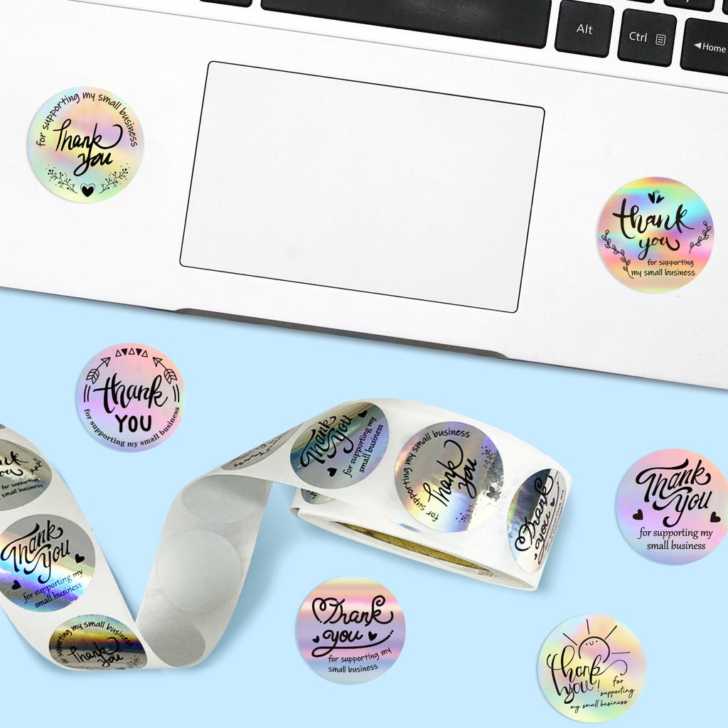 Лазерная наклейка «Спасибо» 500 листов/рулон Спасибо Свадьба Покупки Сумка-тоут Наклейка «Спасибо»