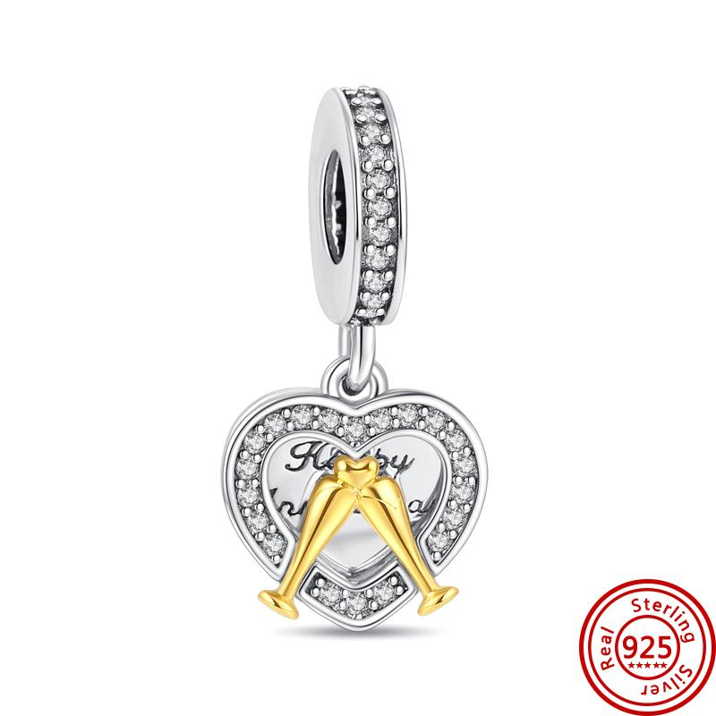 Распродажа 925 пробы серебряные бусины в форме сердца для замков, подвеска, подходит для оригинального браслета с подвесками, ювелирные изделия, подходящие для девушки, жены, подарок