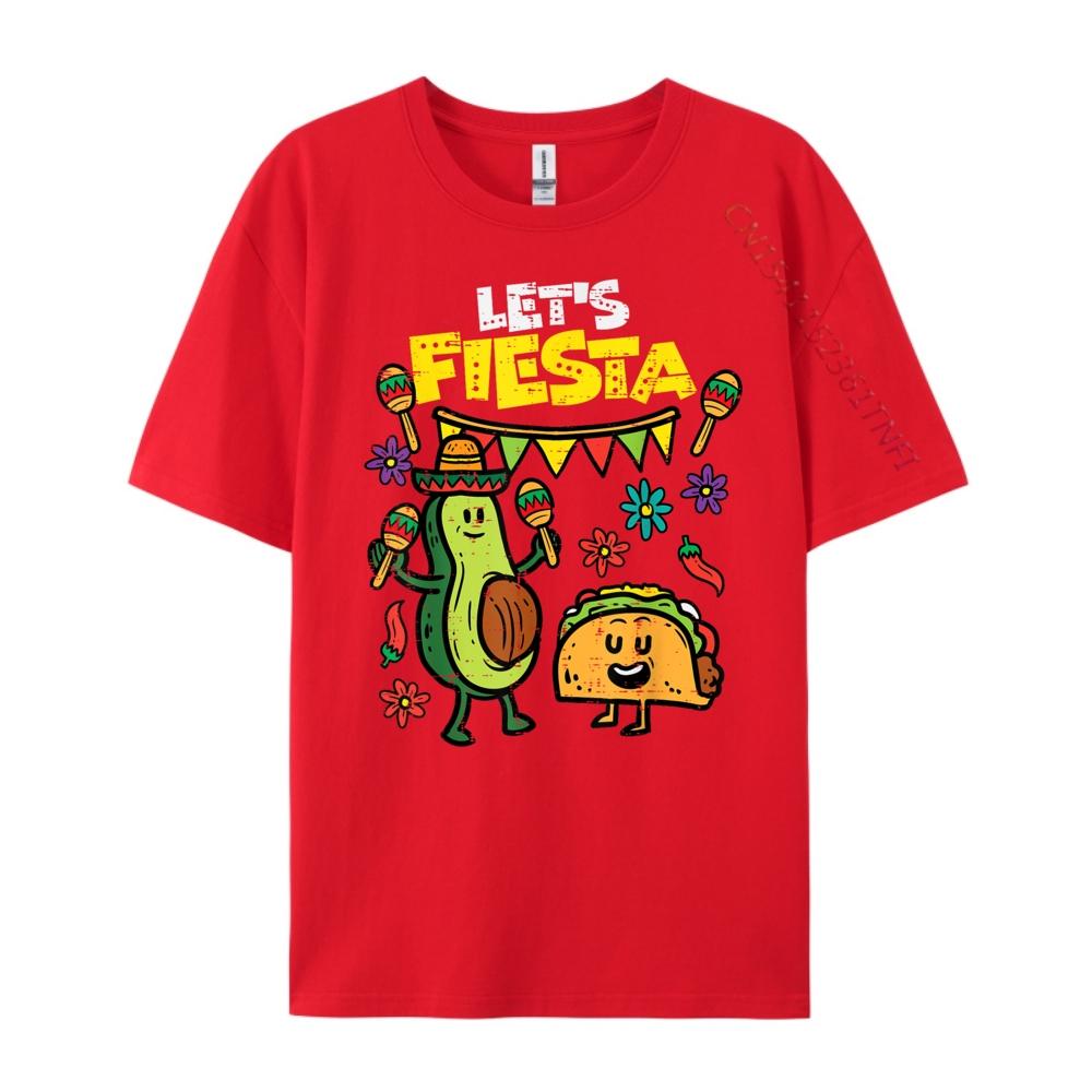 Lets Fiesta Taco Avocado Funny Cinco De Mayo Mexican Party Grey Shirt Graphic Tee Couples Casual Everyday Band Tshirts Creative
