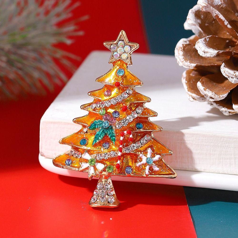 Set with Diamonds Colorful Christmas Pins Enamel Brooch Pin Gifts Christmas Tree Brooches