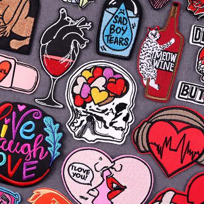 Нашивки с вышивкой «Любовь и мозг» с изображением поцелуя на одежде, термоклеящиеся нашивки для одежды, наклейки в стиле хип-хоп