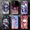 Цветочный Череп Цветок Скелет Мягкий Чехол для Телефона для iPhone 16 16E 17 Air 15 Pro Max 14 Plus 13 Mini 11 12 7 Черный Чехол Задняя Панель