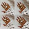 Vintage Baroque Pearl Open Rings Women Men Punk Gold Color Irregular Geometric Metal Knuckle Joint Ring Fashion Jewelry