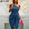BITCED Женская мода лето весна однотонный принт без рукавов с высокой талией повседневные платья
