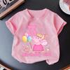 Peppas Pig Girl Number T Shirt Summer Children Birthday Clothes Kid Short Sleeve Tee Cartoon Print Cotton Tops Toddler Clothing