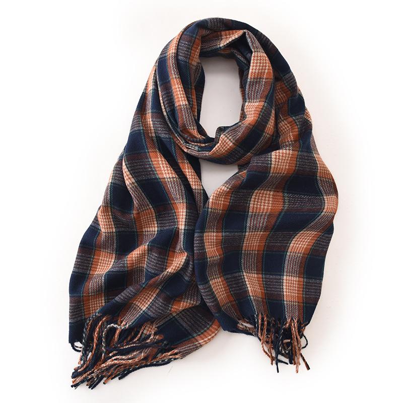 Knitted Thick Print Warm Winter Scarf New Women Plaid Design Pashmina Shawls Cashmere Shawl Lady Wrap Tassel Scarves