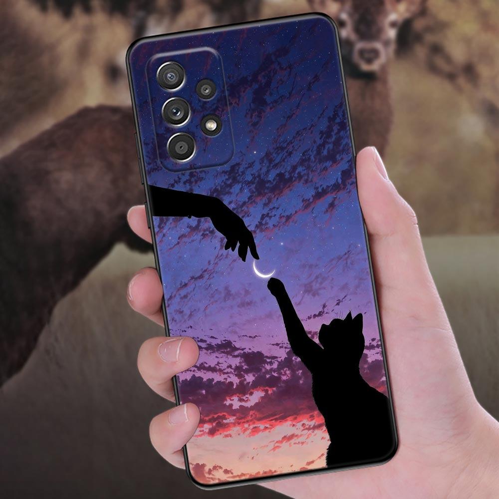 Забавный Милый Кот Лайн-Арт Чехол для Телефона Для Samsung Galaxy A57 A56 A37 A55 A36 A26 A54 A52 A35 A34 A25 A17 A16 A15 A07 A06 Мягкий Чехол