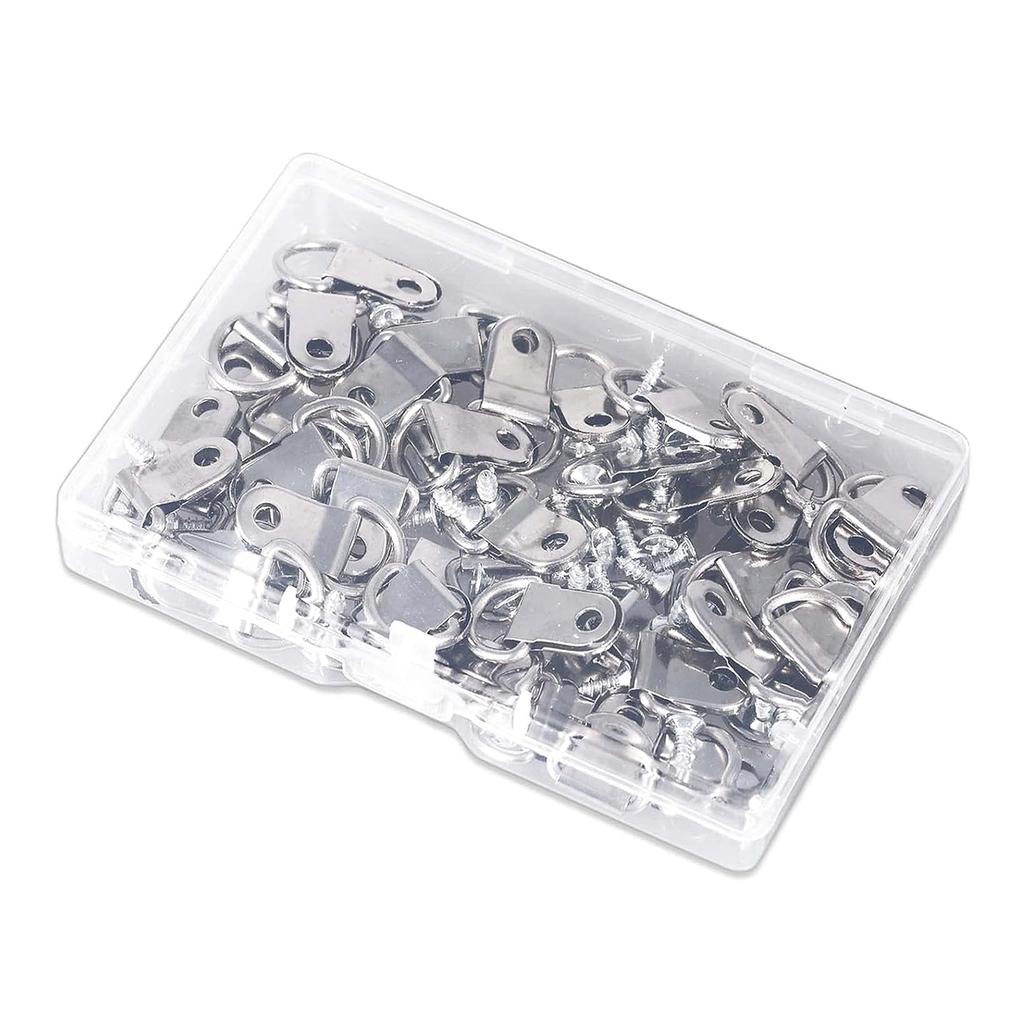 100pcs Picture Hangers Strong Nickel Plated Frame Wire Set with Screws Canvas Hook Wall Bracket Hangers for Wall Decor