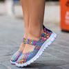 Summer Women Woven Sneakers Breathable Mesh Fabric Outdoor Flats Shoes Rainbow Ladies Sports Runnings Footwear