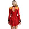 Women Circus Magician Cosplay Bodysuit Long Sleeve Sequins Fringe Epaulet Ringmaster Drummer Halloween Costume