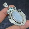 Natural Rainbow Moonstone 925 Sterling Silver Jewelry Pendant 2.68" B0h91
