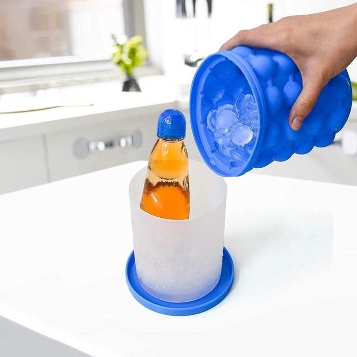Bac à glaçons - Grand seau à glace 2 en 1 - TPR de qualité alimentaire - Couvercle hermétique
