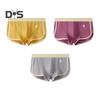 Men Boxer Underwear Mid-rise Elastic Waistband Patchwork Color Shorts Briefs U-convex Ribbed Panties Daily Wear
