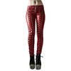 Women Casual Slim Leather Pants Spring and Autumn Pants Solid Color Middle Waist Zipper Print