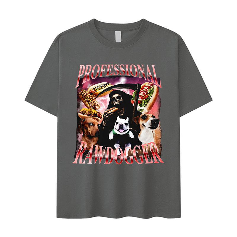 Professional Rawdogger Hot Dog Funny Meme T Shirt Women Vintage High Quality Fashion Tshirts Clothing Oversized Cotton Tshirt