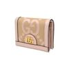 Gucci Ophidia Gold Tone Accessories Classic GG Pattern Print Canvas and Leather Wallet Women's Beige/Pink