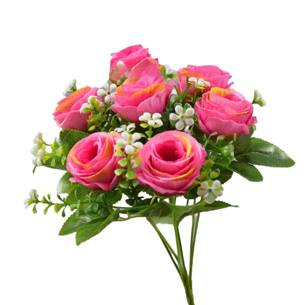 30CM Silk Rose Bouquet 7 Heads Fake Rose Flower Realistic Artificial Flowers Wedding Home Decor