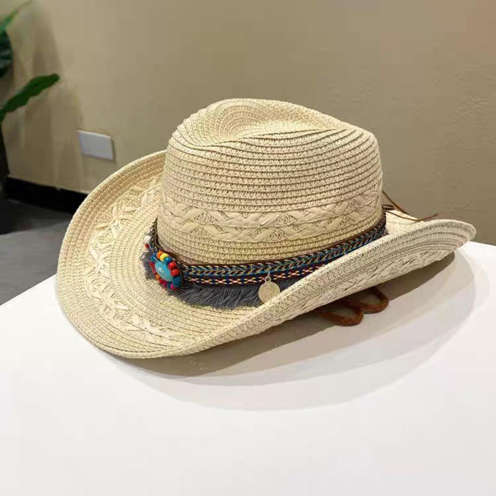 Woven Western Cowboy Hat Ethnic Style Panama Cap Fashion Summer Hat Fishing
