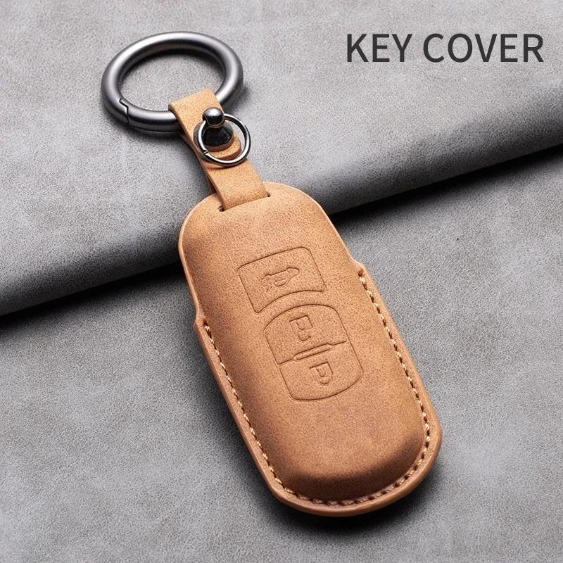 2/3 Buttons Leather Car Remote Key Case Cover Shell For Mazda 2 3 6 Axela Atenza CX-5 CX5 CX-3 CX-7 CX8 CX-9 2016-2019 Accessory H4