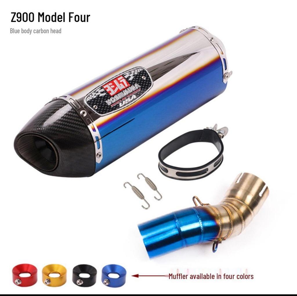 Kawasaki Z900 Titanium SC Exhaust System: Blue-Baked Front Section for Motorcycle Modification
