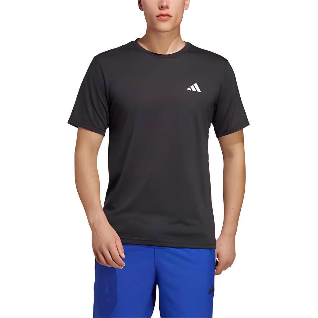adidas Приталенная футболка с круглым вырезом и принтом логотипа, короткие рукава, мужские топы, черный цвет IC7421
