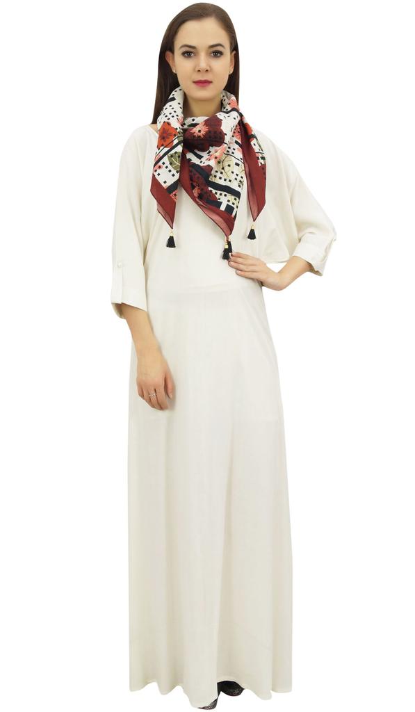 Bimba Women's Boho Black Maxi Dress With Tassel Scarf Designer Summer