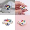 Creative Rainbow Letter Shield Brooch Stylish Metal Pin Unique Colorful Badge For All