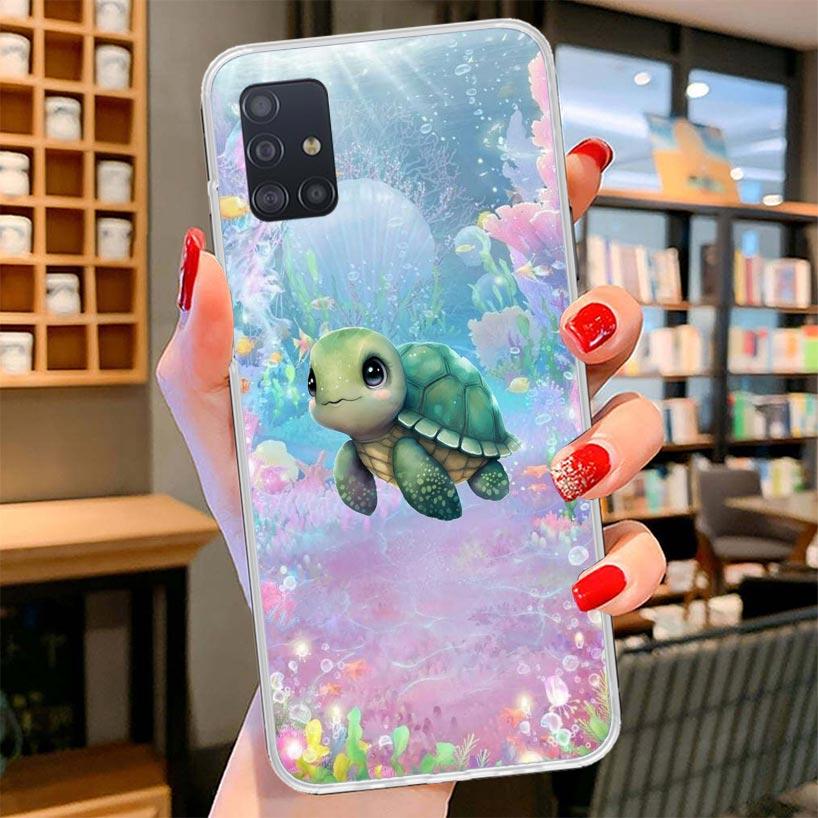 Мультяшная Морская Черепаха Чехол для Телефона Samsung Galaxy A12 A22 A32 A52 A72 A02S Чехол для Телефона Note 20 Ultra 10 S10 Plus A5