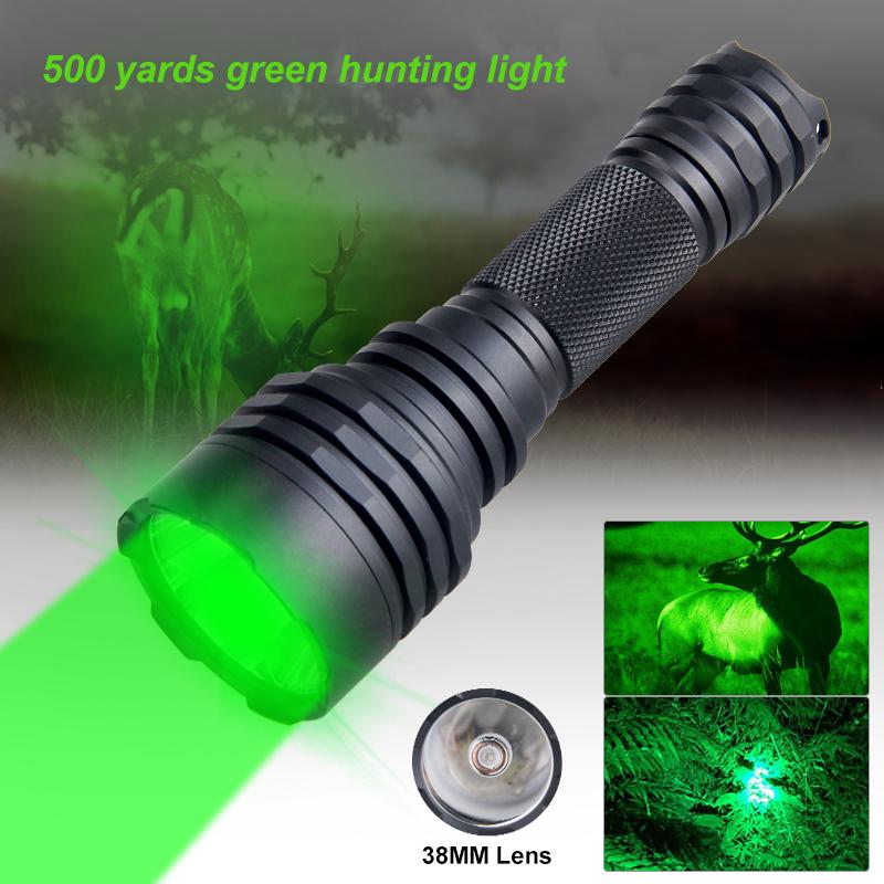 Мощный 500-ярдовый профессиональный охотничий фонарь C8s Green Red с 1 режимом работы, перезаряжаемый через USB-порт + переключатель + крепление + 18650 + зарядное устройство