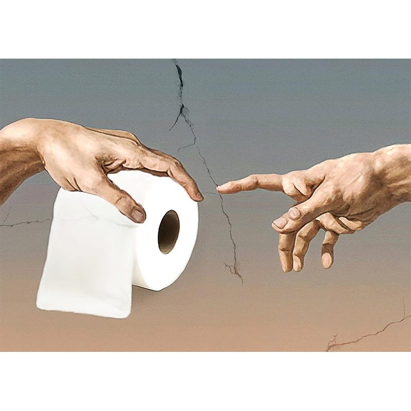 Смешная ванная туалет Мона Лиза в жемчуге девочка с рулоном бумаги постер принт холст живопись настенное искусство гостиная домашний декор