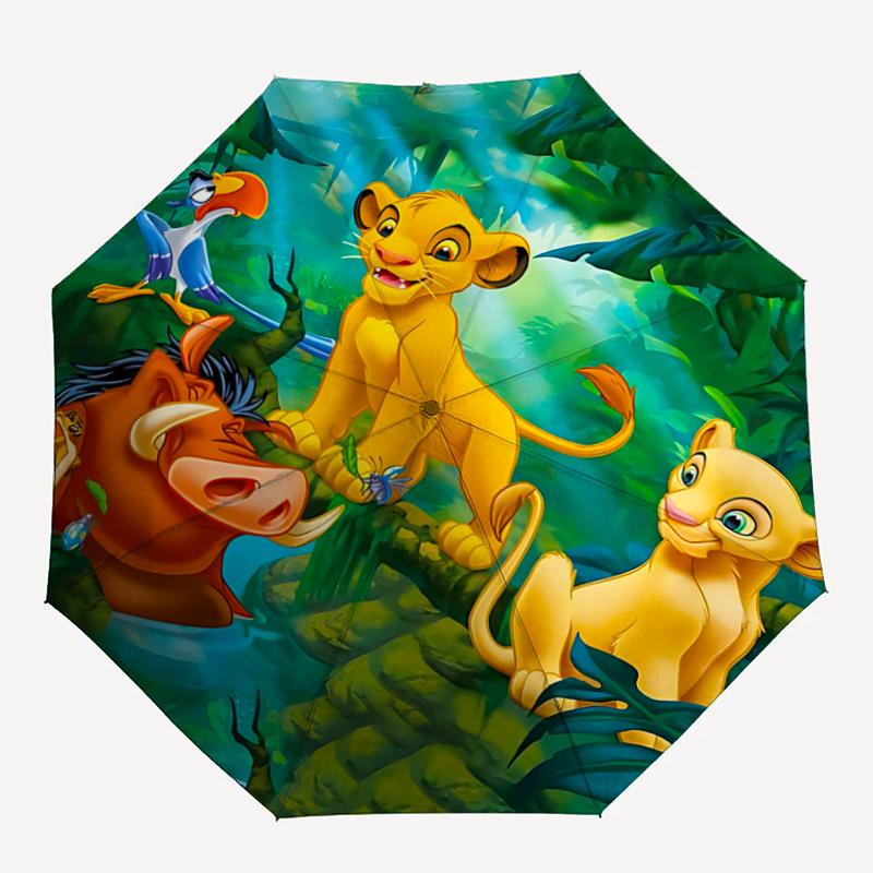 1pc The Lion King Simba and Friends Cartoon Umbrella, Portable 3-Fold Compact Umbrella, Suitable for Camping, Hiking and Travel, Ideal Easte