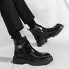 Мужские ботинки челси на платформе, лакированные кожаные мотоциклетные ботинки из толстой подошвы, ретро-стиль, увеличивающий рост, панк-обувь для вечеринок, мужские ботильоны больших размеров