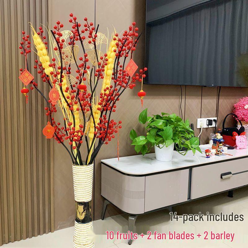 Red Berries New Year Floor Decoration: Artificial Flower Arrangement for Weddings & Housewarming