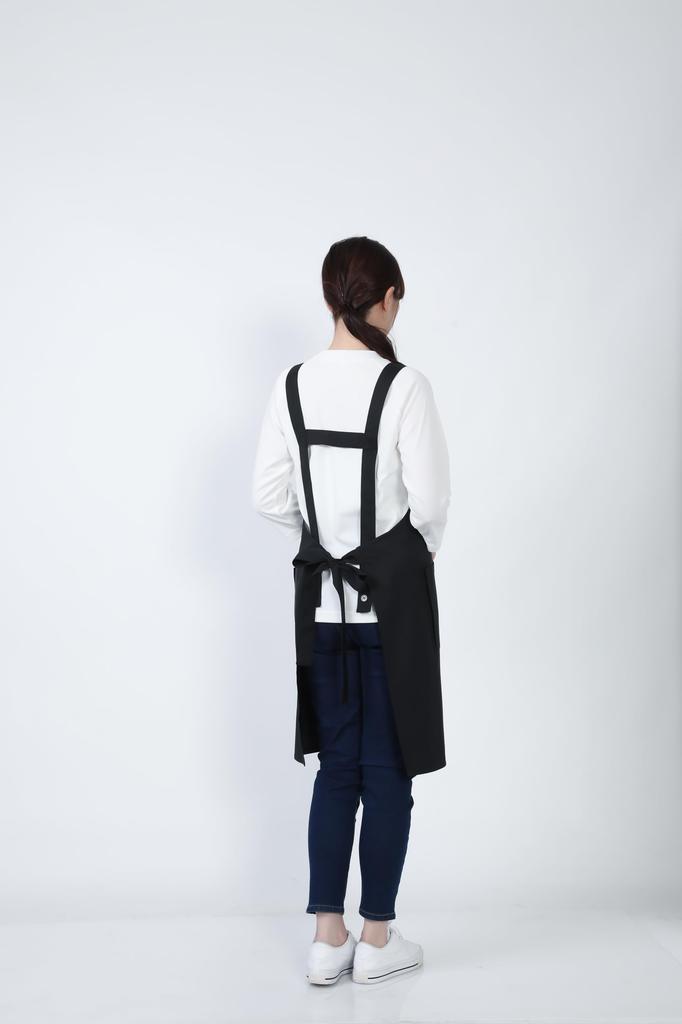 Bib Apron Bib Apron GT7013 Unisex Restaurant Uniform Black L [Seven Uniform] H-Shaped