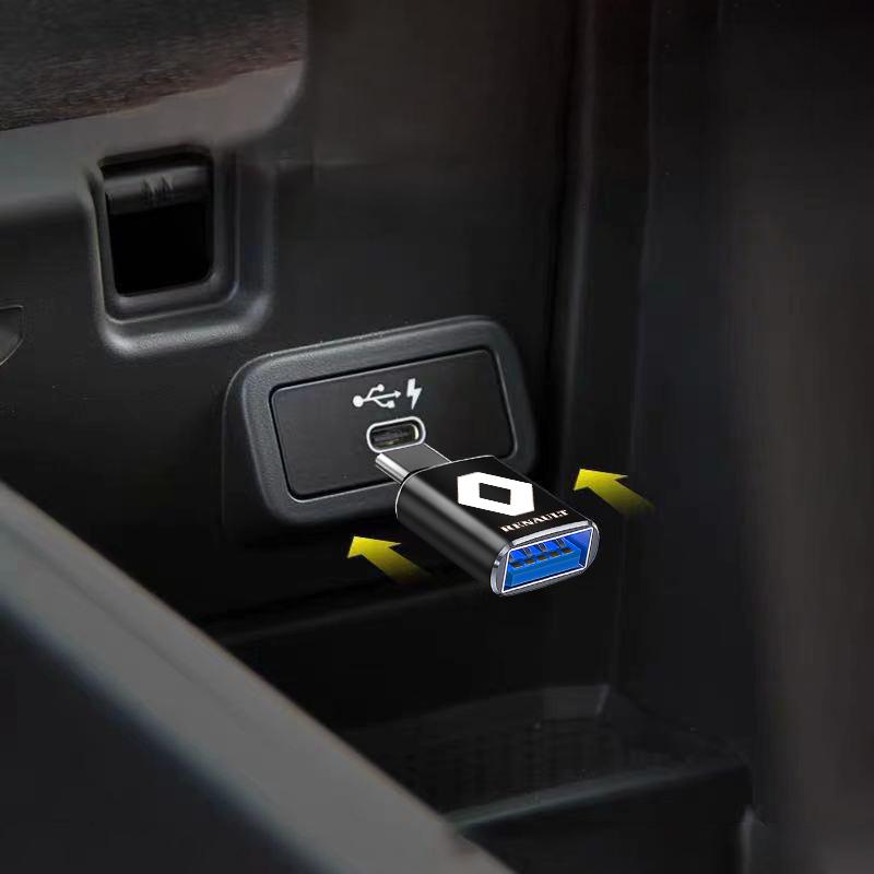 1 шт. Автомобильный зарядный адаптер Type-C к USB-конвертер Автомобильные аксессуары для Renault Dacia Megane 2 3 Duster Logan Clio 4 Laguna Sandero Scenic