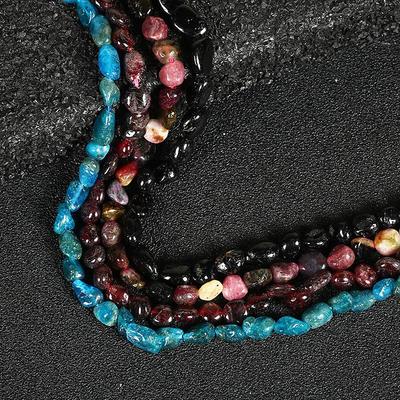 Овальные и круглые бусины из апатита, граната, мультитурмалина, черного турмалина 6x8 мм