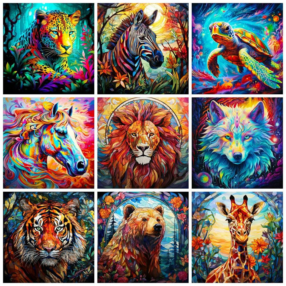 Full Square Round Diamond Painting Wolf Lion Decor Home Embroidery Mosaic Animal Fantasy Handmade Gift