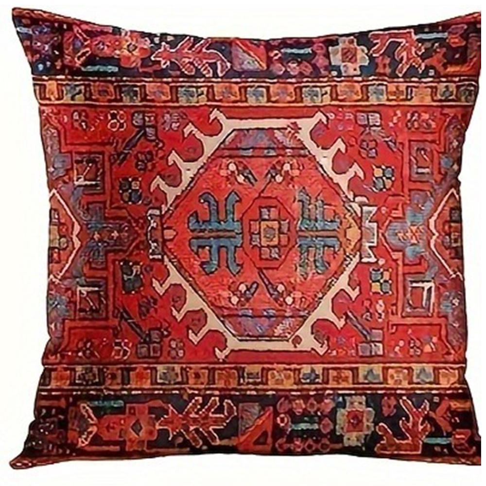 Retro Red Ethnic Style Home Decoration Pillowcase Bedroom Room Decoration Pillow Cover, Living Room Sofa Chair Cushion Cover