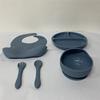 Silicone Baby Tableware Set: Bowl, Fork, Spoon, Plate with Suction Cup