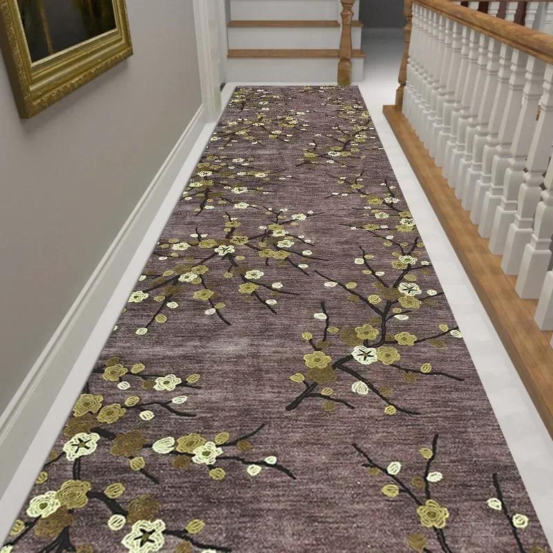 Роскошные длинные ковры для коридора для бегуна, прихожей, синего золота, жаккардовый ковер для гостиной, гостиничного коврика для лестницы, нескользящий домашний кухонный ковер