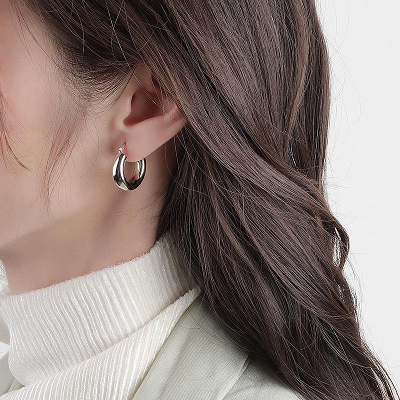 Посеребренные массивные серьги-кольца для женщин с геометрическим рисунком в стиле панк, украшения для ушей, подарки на вечеринку