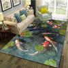1pc Anti-Fatigue Kitchen Mat with 3D Koi Fish Pattern - Vintage Bo Ho Polyester Carpet for Laundry, BathAbsorbent and Washable Runner Rug