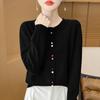 Весенне-осенний новый кардиган из бархата Энди, цветные пуговицы, вязаный кардиган, женский свитер с круглым вырезом, свободная куртка, мягкий восковой универсальный топ